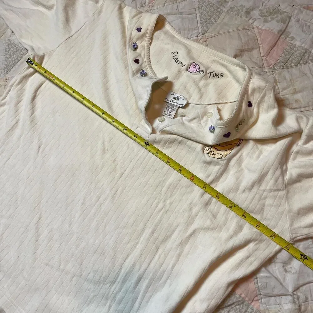 disney vintage 90s purple rosette embroidered cream winnie the pooh pajama set - Picture 4 of 8
